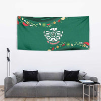 Mexico Football Tapestry Aztec Eagle With Mini Floral Patterns