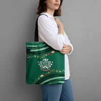 Mexico Football Tote Bag Aztec Eagle With Mini Floral Patterns