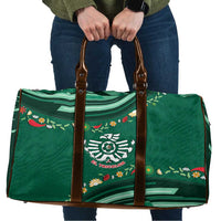Mexico Football Travel Bag Aztec Eagle With Mini Floral Patterns