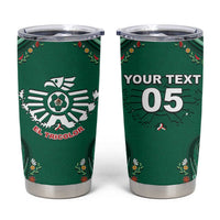 Custom Mexico Football Tumbler Cup Aztec Eagle With Mini Floral Patterns