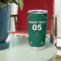 Custom Mexico Football Tumbler Cup Aztec Eagle With Mini Floral Patterns