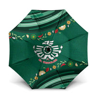 Mexico Football Umbrella Aztec Eagle With Mini Floral Patterns