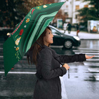 Mexico Football Umbrella Aztec Eagle With Mini Floral Patterns