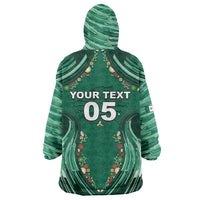 Custom Mexico Football Wearable Blanket Hoodie Aztec Eagle With Mini Floral Patterns