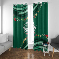 Mexico Football Window Curtain Aztec Eagle With Mini Floral Patterns