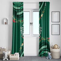 Mexico Football Window Curtain Aztec Eagle With Mini Floral Patterns