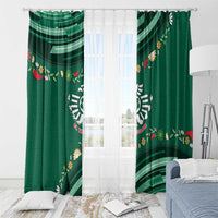 Mexico Football Window Curtain Aztec Eagle With Mini Floral Patterns