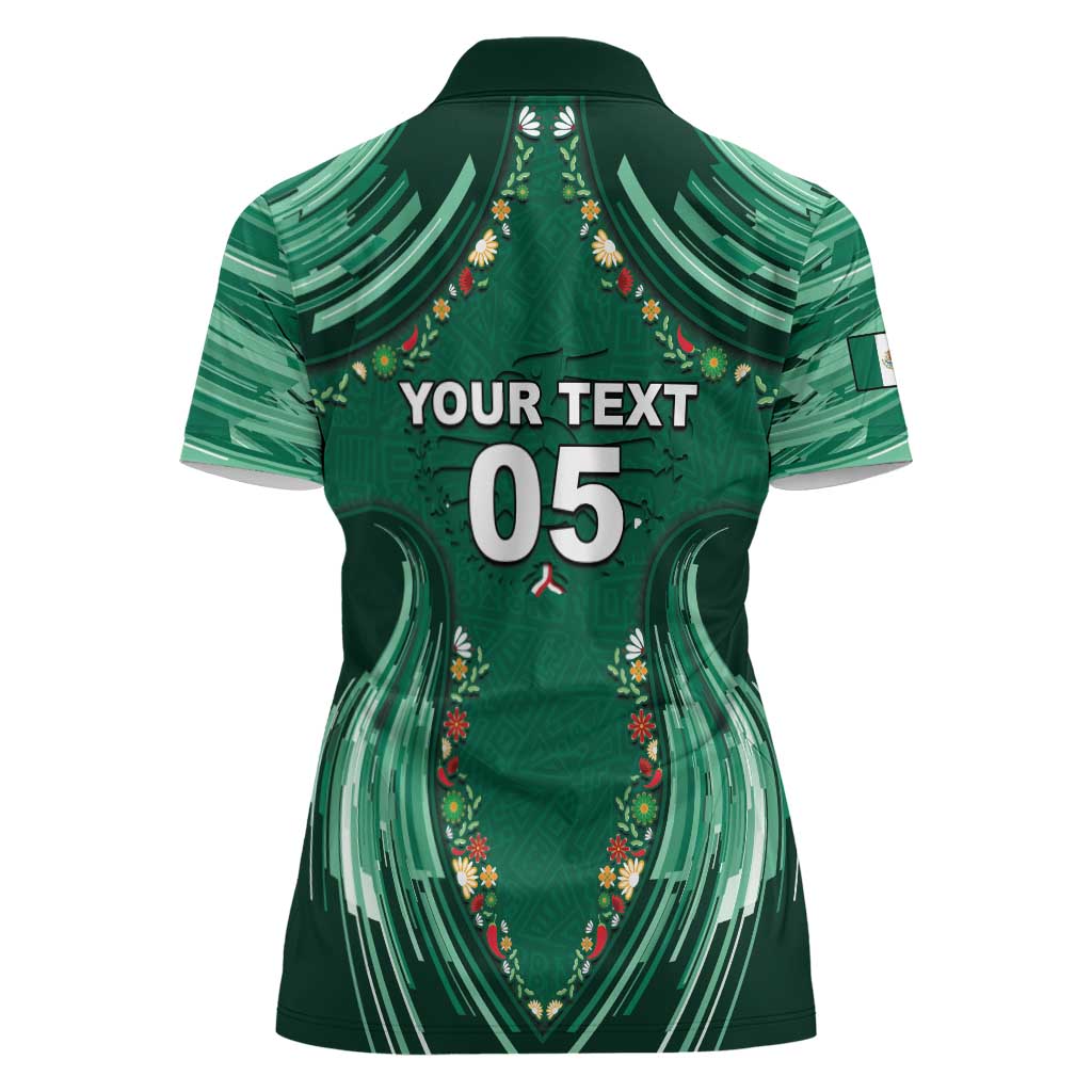 Custom Mexico Football Women Polo Shirt Aztec Eagle With Mini Floral Patterns