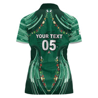 Custom Mexico Football Women Polo Shirt Aztec Eagle With Mini Floral Patterns