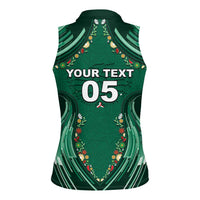 Custom Mexico Football Women Sleeveless Polo Shirt Aztec Eagle With Mini Floral Patterns