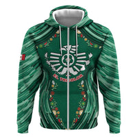 Custom Mexico Football Zip Hoodie Aztec Eagle With Mini Floral Patterns