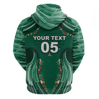 Custom Mexico Football Zip Hoodie Aztec Eagle With Mini Floral Patterns