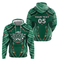 Custom Mexico Football Zip Hoodie Aztec Eagle With Mini Floral Patterns