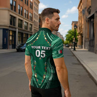 Custom Mexico Football Zipper Polo Shirt Aztec Eagle With Mini Floral Patterns