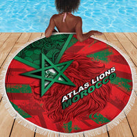 Morocco Football Beach Blanket Pentagram Red Lion African