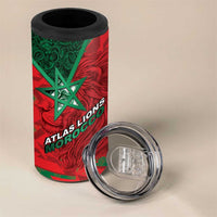 Custom Morocco Football 4 in 1 Can Cooler Tumbler Pentagram Red Lion African
