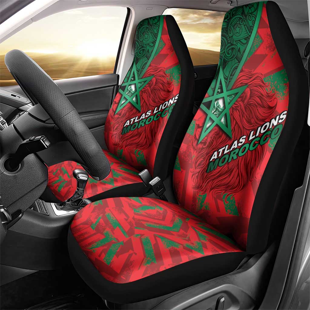 Morocco Football Car Seat Cover Pentagram Red Lion African