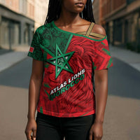 Custom Morocco Football Cross Shoulder Shirt Pentagram Red Lion African