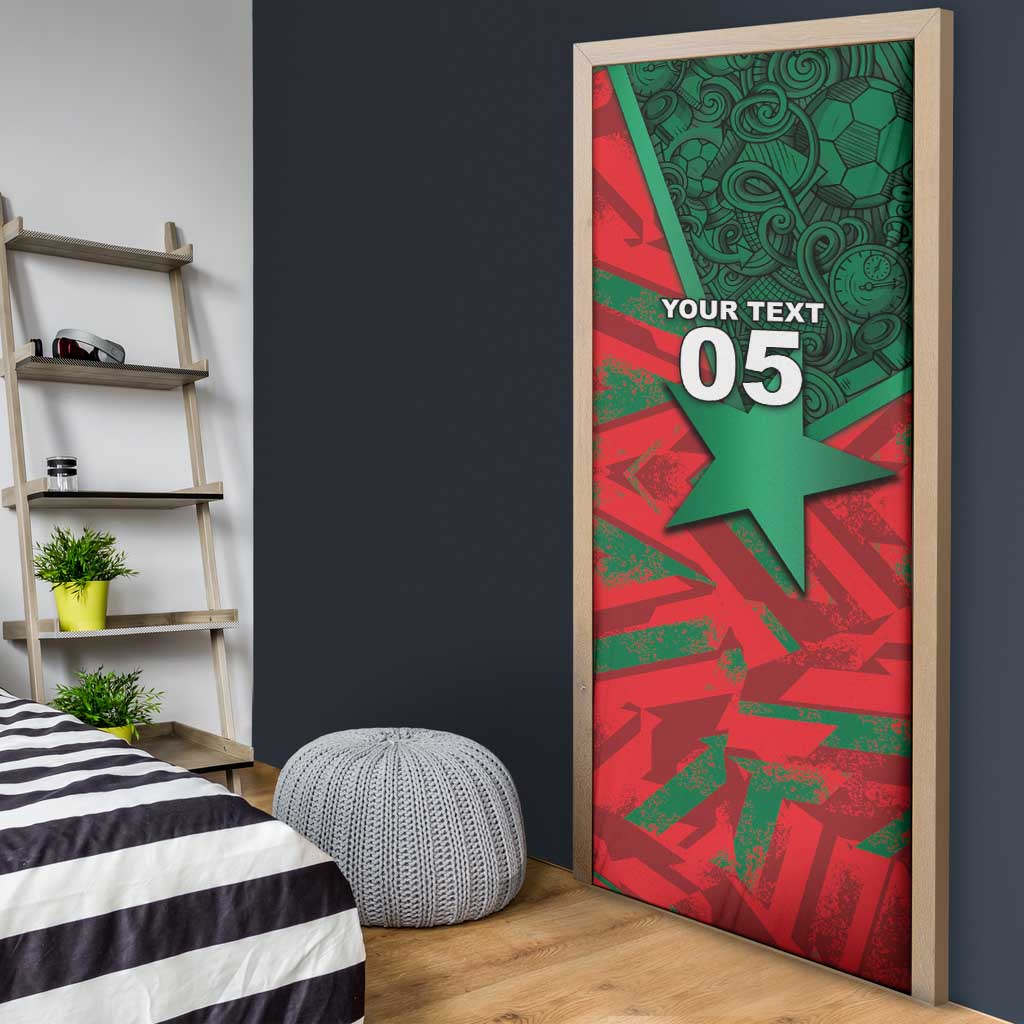 Custom Morocco Football Door Cover Pentagram Red Lion African