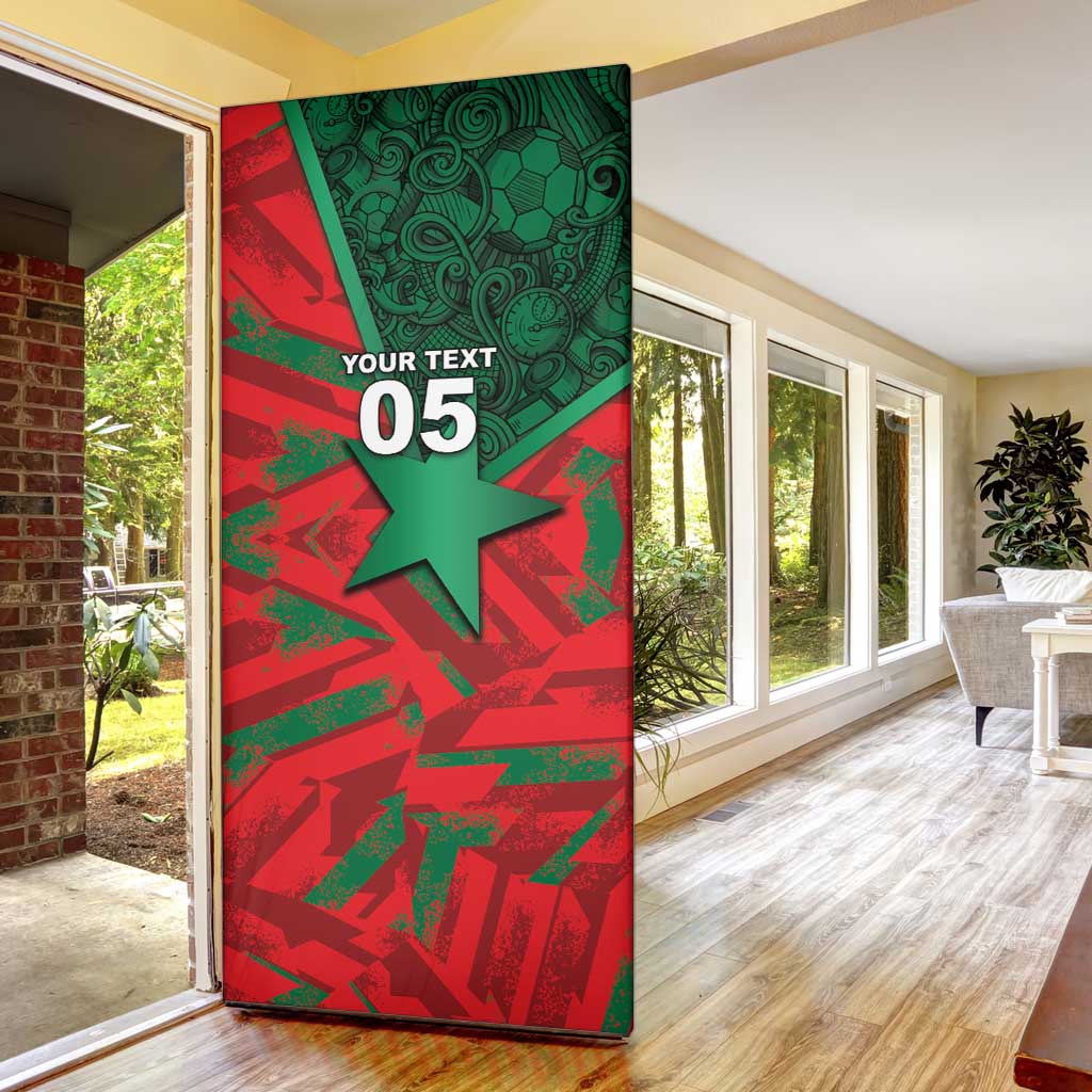 Custom Morocco Football Door Cover Pentagram Red Lion African