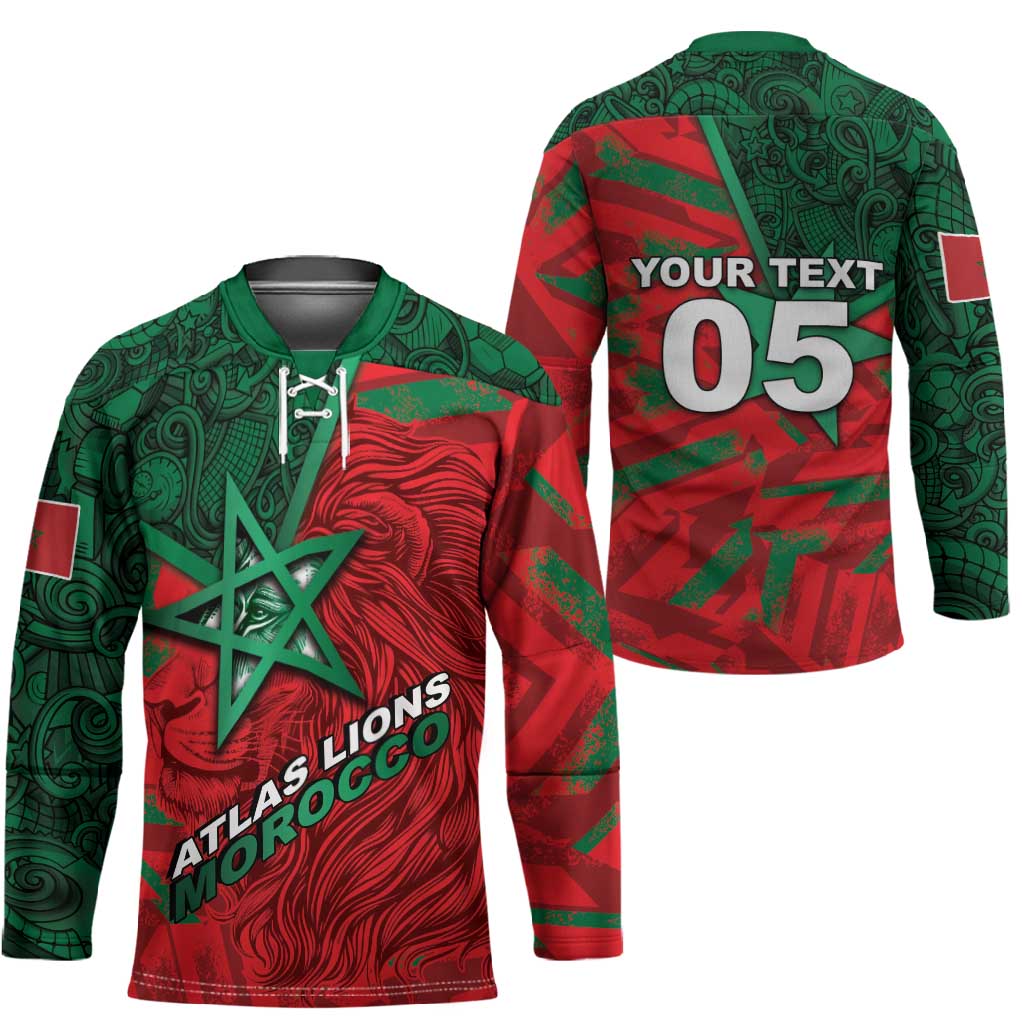 Custom Morocco Football Hockey Jersey Pentagram Red Lion African