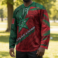 Custom Morocco Football Hockey Jersey Pentagram Red Lion African