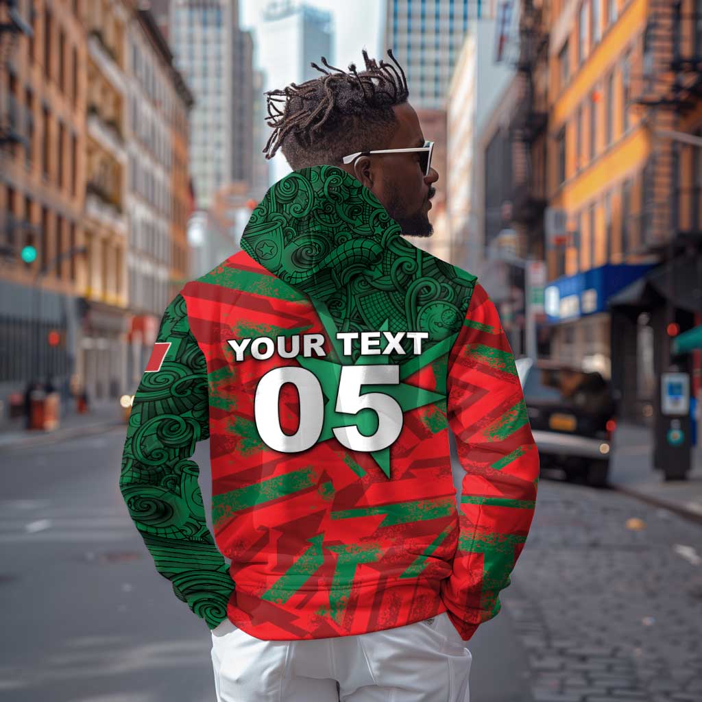 Custom Morocco Football Hoodie Pentagram Red Lion African