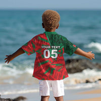 Custom Morocco Football Kid Hawaiian Shirt Pentagram Red Lion African