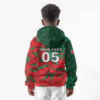 Custom Morocco Football Kid Hoodie Pentagram Red Lion African