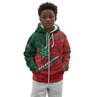 Custom Morocco Football Kid Hoodie Pentagram Red Lion African