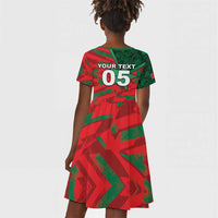 Custom Morocco Football Kid Short Sleeve Dress Pentagram Red Lion African