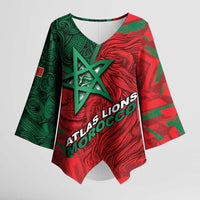 Custom Morocco Football Kimono Sleeve Blouse Pentagram Red Lion African