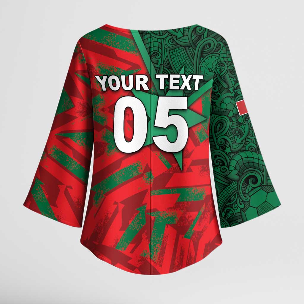 Custom Morocco Football Kimono Sleeve Blouse Pentagram Red Lion African