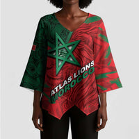 Custom Morocco Football Kimono Sleeve Blouse Pentagram Red Lion African