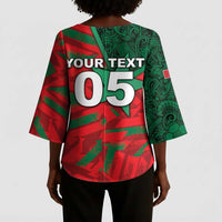 Custom Morocco Football Kimono Sleeve Blouse Pentagram Red Lion African