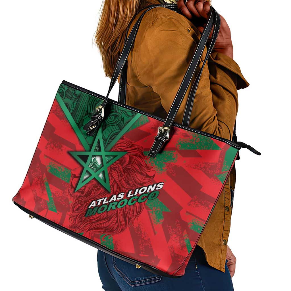 Morocco Football Leather Tote Bag Pentagram Red Lion African
