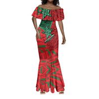Custom Morocco Football Mermaid Dress Pentagram Red Lion African