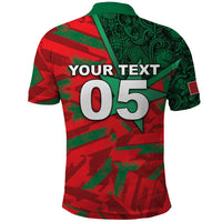 Custom Morocco Football Polo Shirt Pentagram Red Lion African
