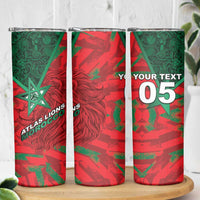 Custom Morocco Football Skinny Tumbler Pentagram Red Lion African