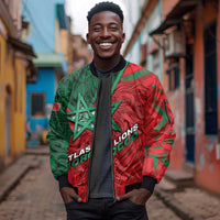 Custom Morocco Football Sleeve Zip Bomber Jacket Pentagram Red Lion African