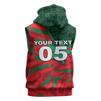Custom Morocco Football Sleeveless Hoodie Pentagram Red Lion African
