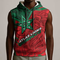 Custom Morocco Football Sleeveless Hoodie Pentagram Red Lion African