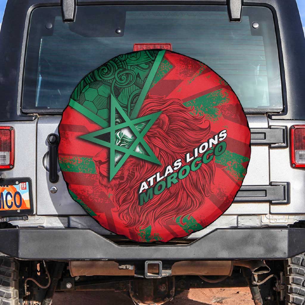 Morocco Football Spare Tire Cover Pentagram Red Lion African
