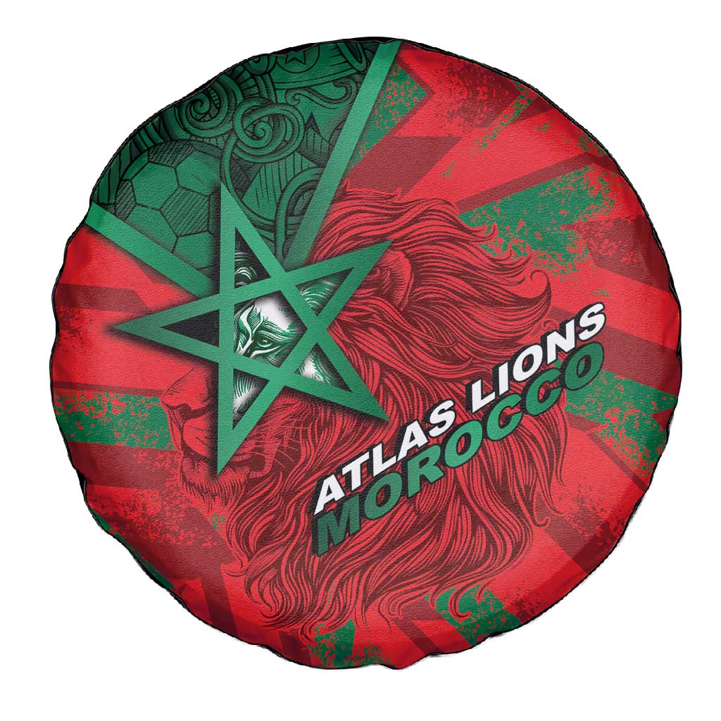 Morocco Football Spare Tire Cover Pentagram Red Lion African
