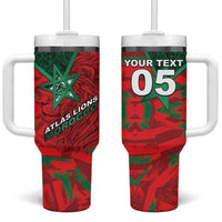 Custom Morocco Football Tumbler With Handle Pentagram Red Lion African