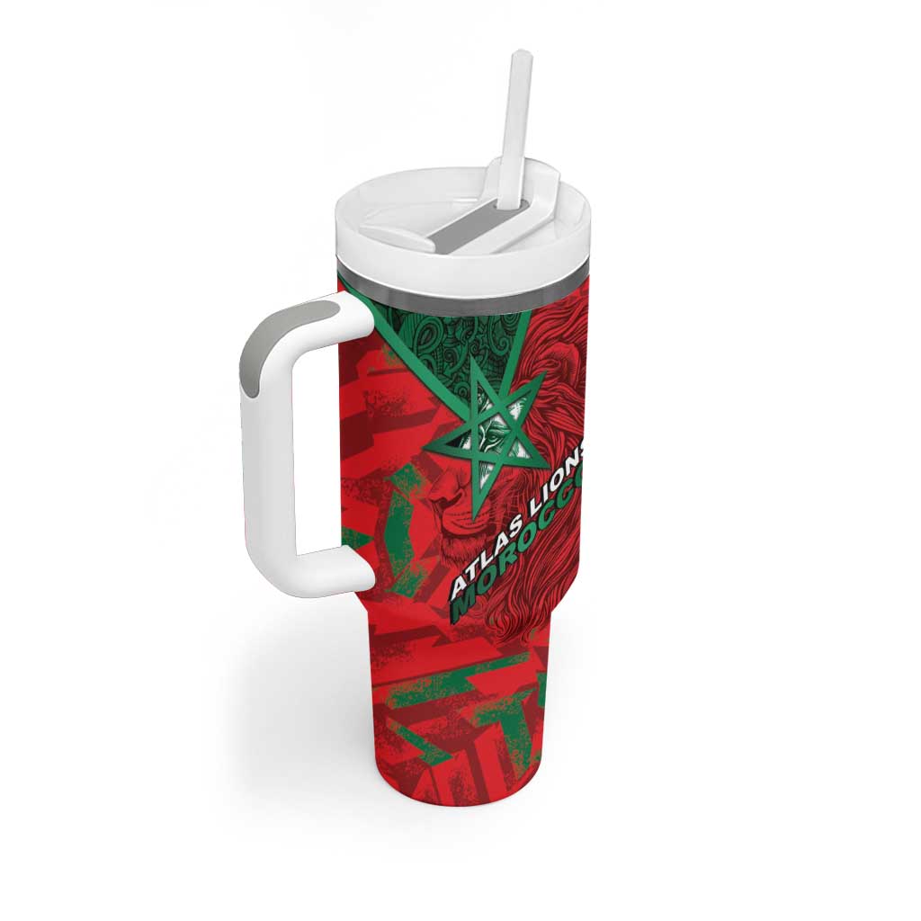 Custom Morocco Football Tumbler With Handle Pentagram Red Lion African