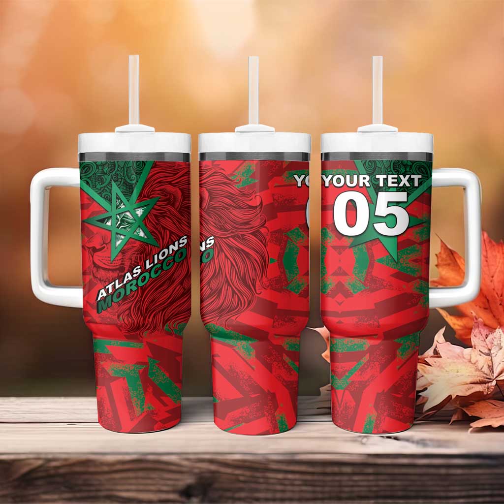 Custom Morocco Football Tumbler With Handle Pentagram Red Lion African