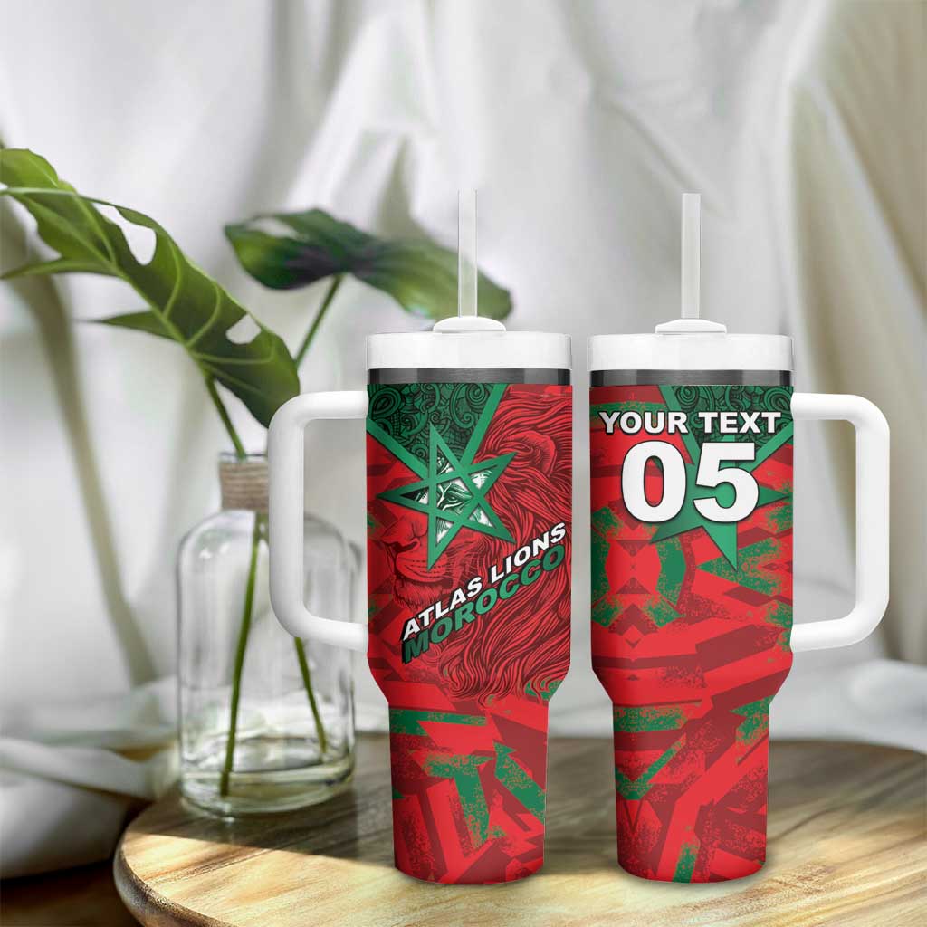 Custom Morocco Football Tumbler With Handle Pentagram Red Lion African