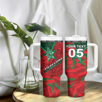Custom Morocco Football Tumbler With Handle Pentagram Red Lion African