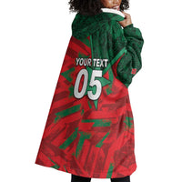 Custom Morocco Football Wearable Blanket Hoodie Pentagram Red Lion African